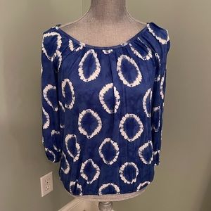 Blue with white circle print Michael Kors lightweight blouse